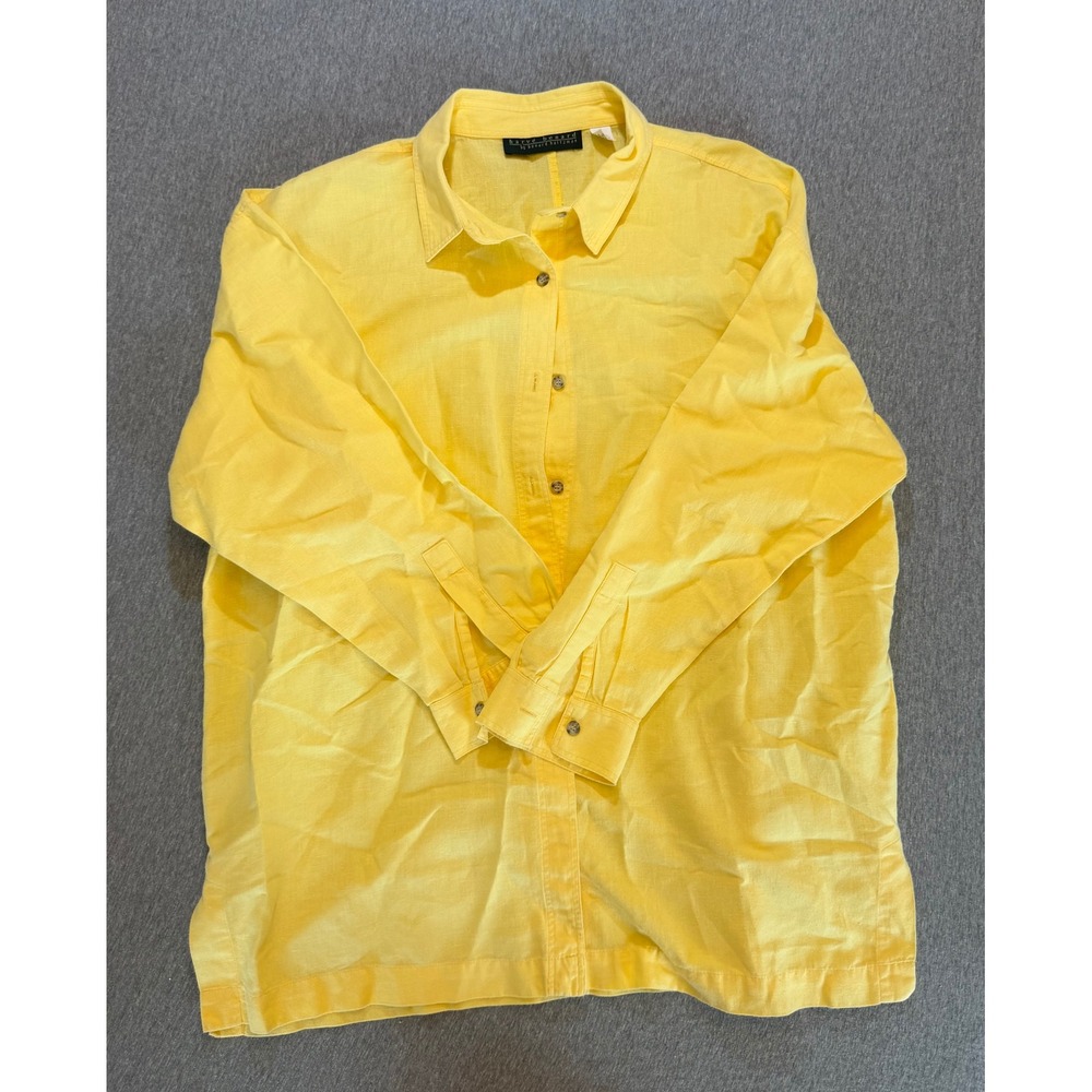 Harve Benard Yellow Linen Cotton Button Down Shirt Long Sleeve XL